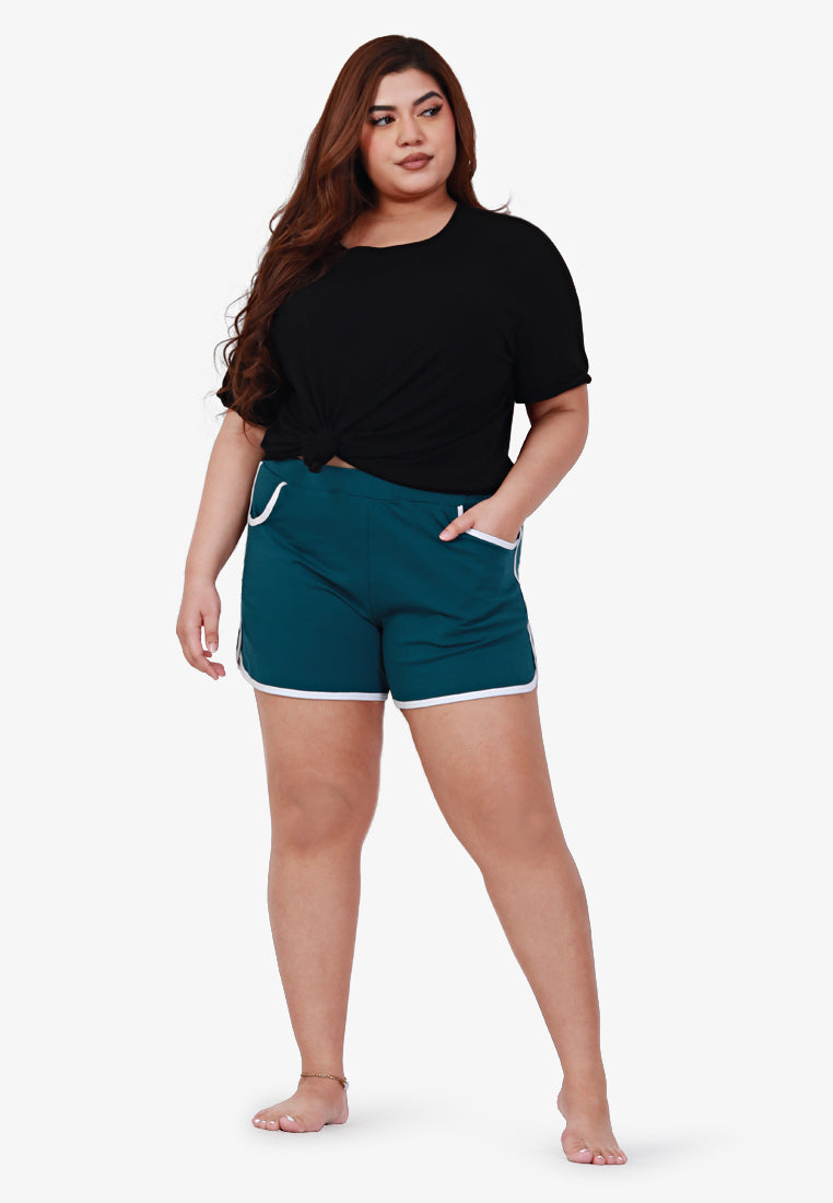 Fonda Plus Size Retro Shorts - Dark Green