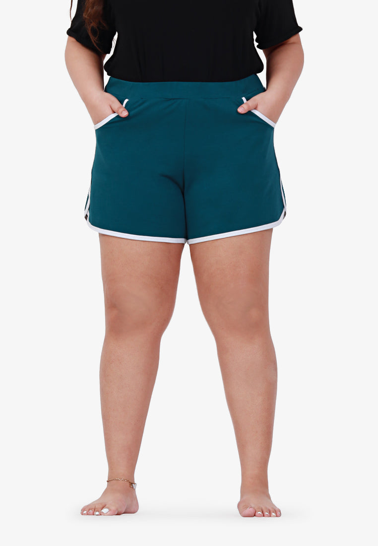 Fonda Plus Size Retro Shorts - Dark Green