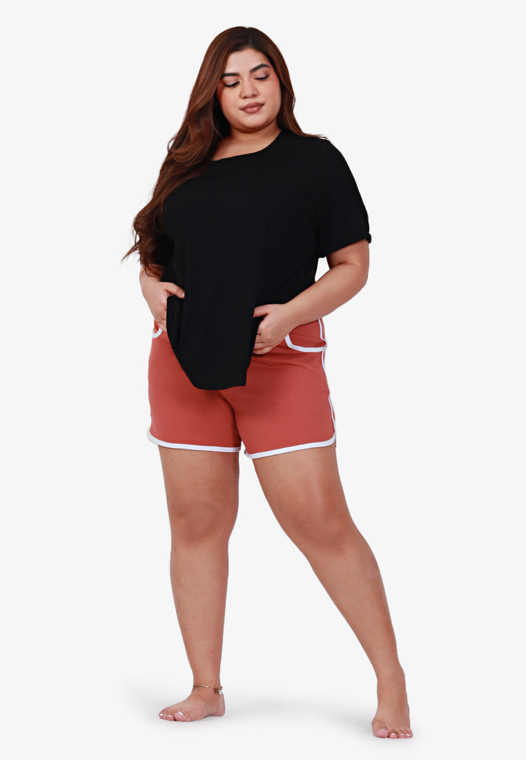 Fonda Plus Size Retro Shorts - Black