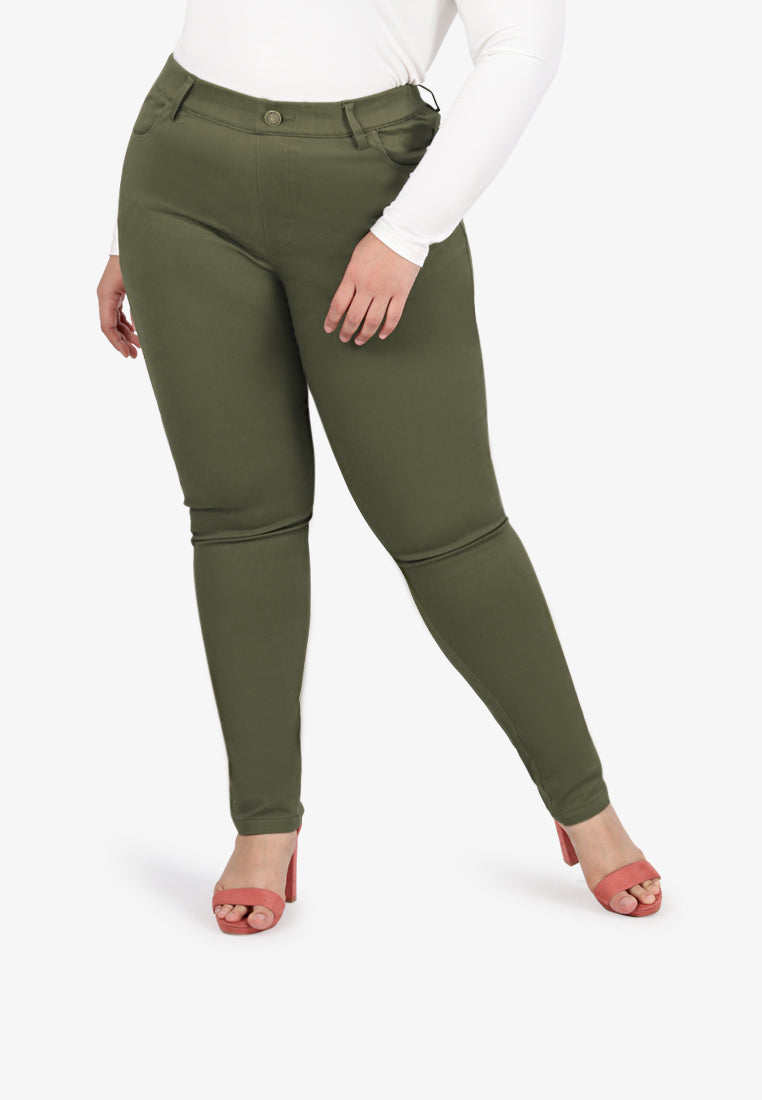 Ginnie Slim-fit Stretch Pants - Army Green