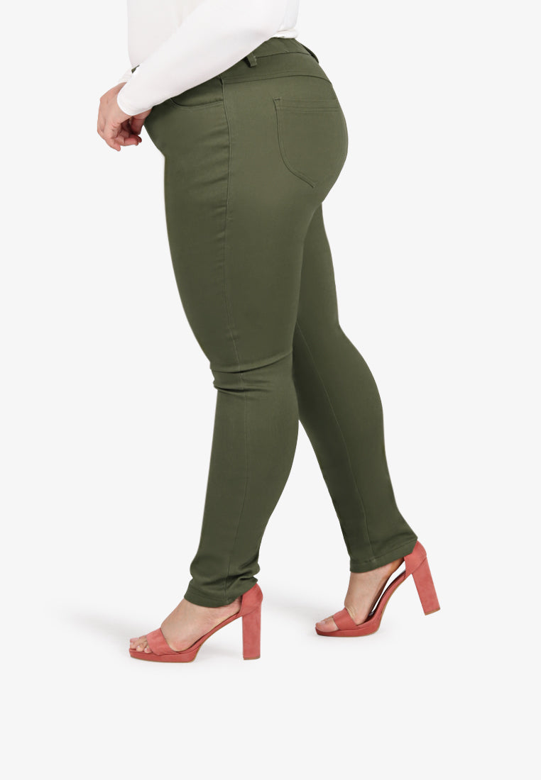 Ginnie Slim-fit Stretch Pants - Army Green