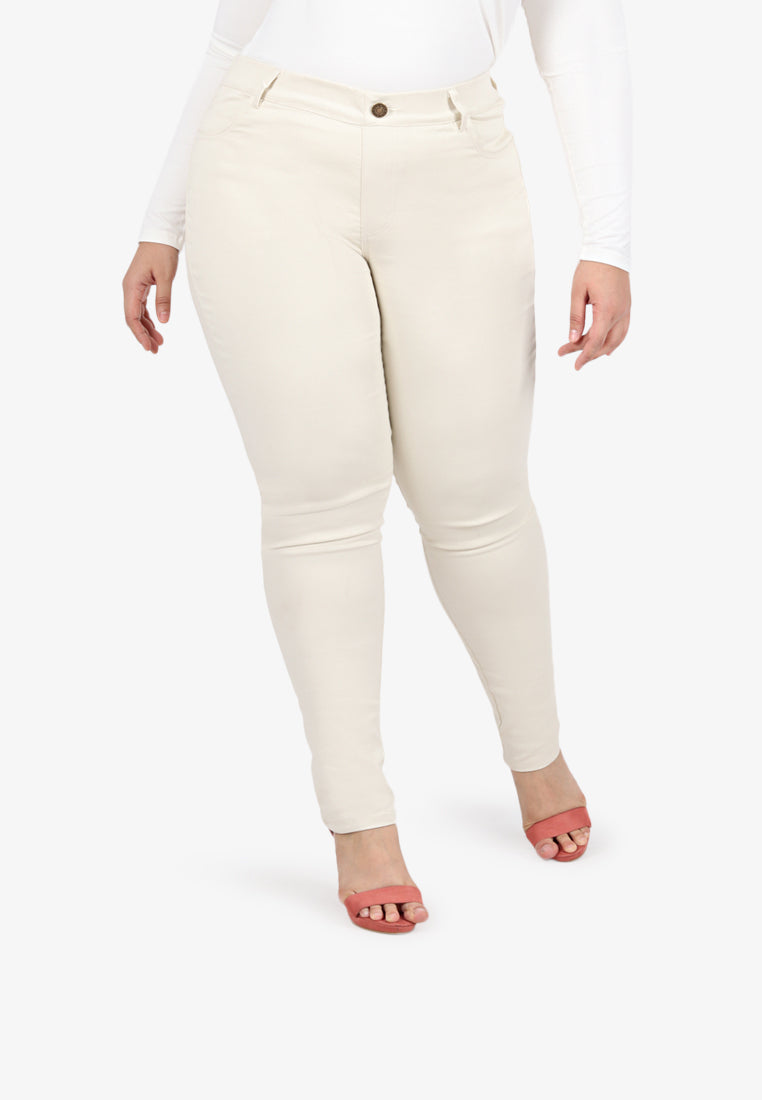 Ginnie Slim-fit Stretch Pants - Vanilla Off-white