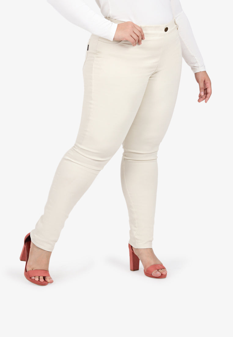 Ginnie Slim-fit Stretch Pants - Vanilla Off-white
