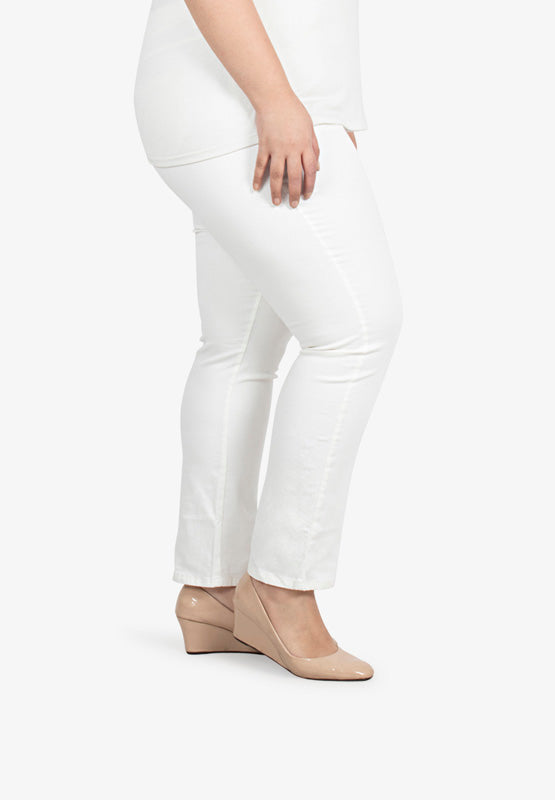 Ginny Slim-fit Stretch Neat Pull-On Pants - White