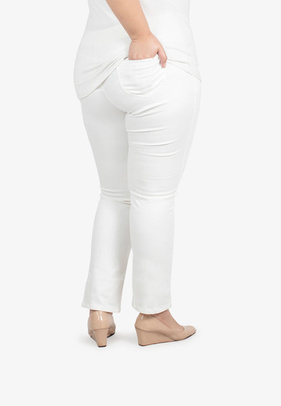 Ginny Slim-fit Stretch Neat Pull-On Pants - White