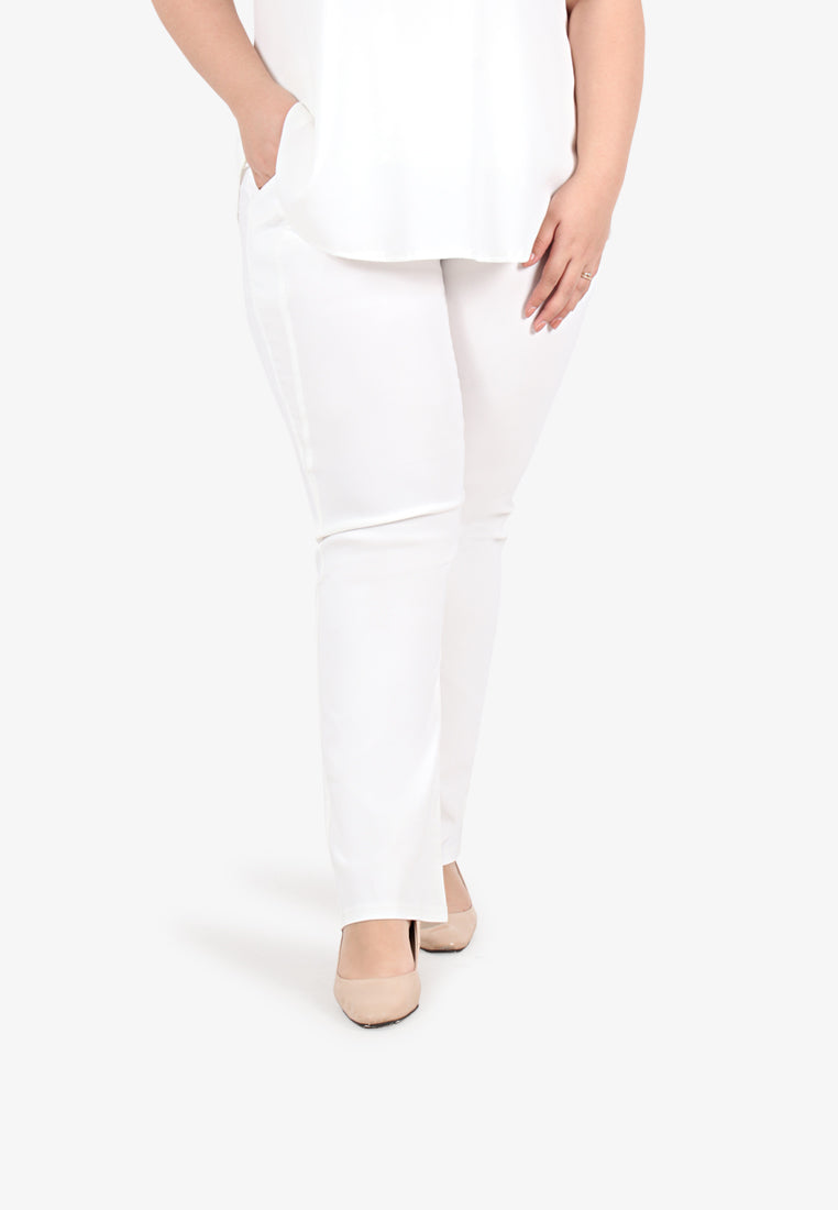 Gracie FLEXI Tall Version Straight Cut Pants - White