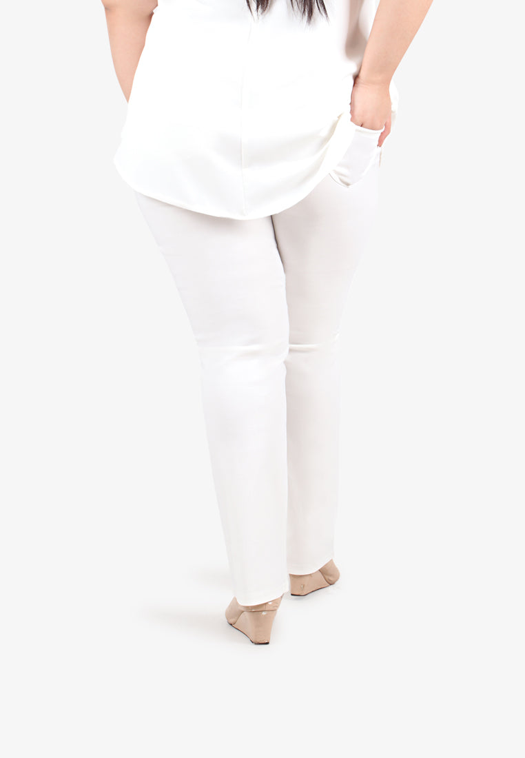 Gracie FLEXI Tall Version Straight Cut Pants - White