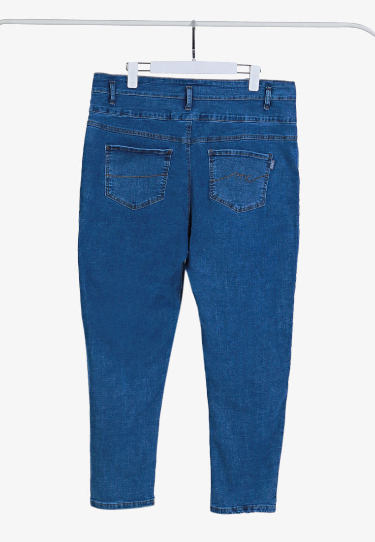 Higgins Extra High Waisted Button Jeans - Blue
