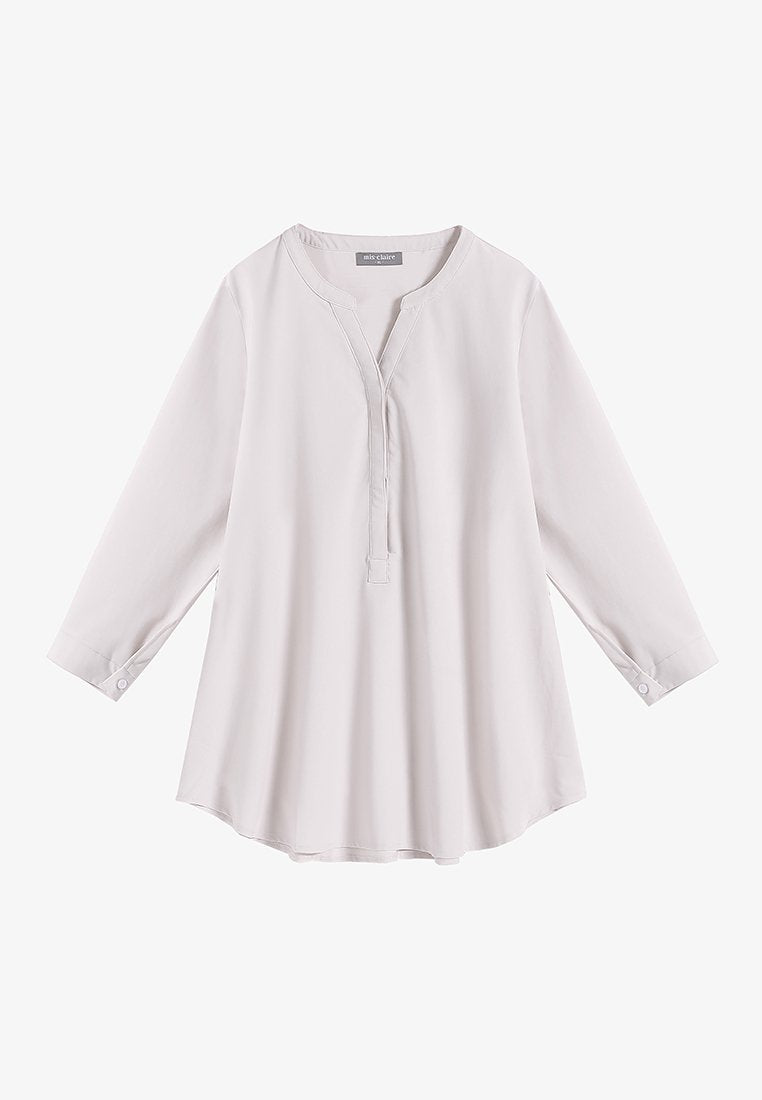 Hildy 7/8 Sleeves Half Button Blouse - Ivory