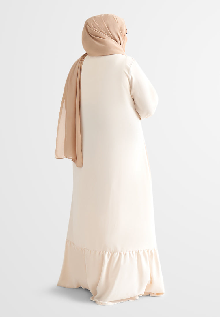 Jamela Minimalist Long Jubah Dress - Ivory