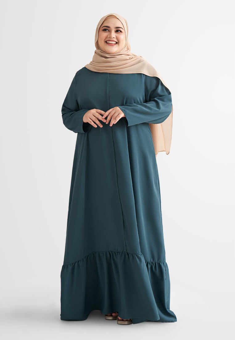 Jamela Minimalist Long Jubah Dress - Dark Teal