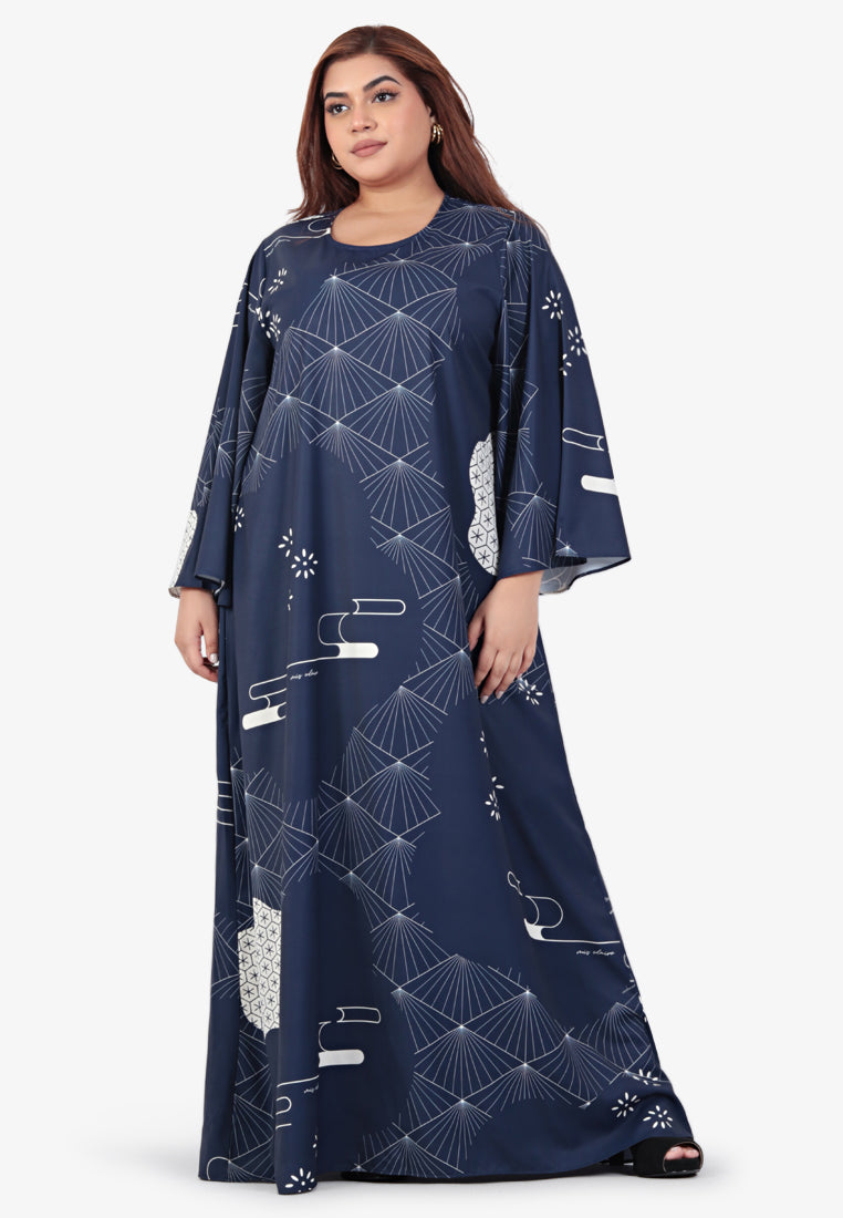 Jouhana Raya Japanese Inspired Kaftan Dress - Dark Blue