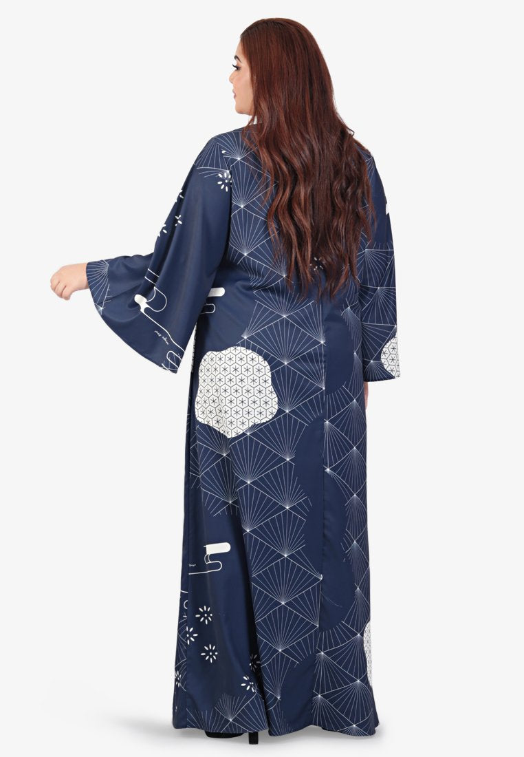 Jouhana Raya Japanese Inspired Kaftan Dress - Dark Blue