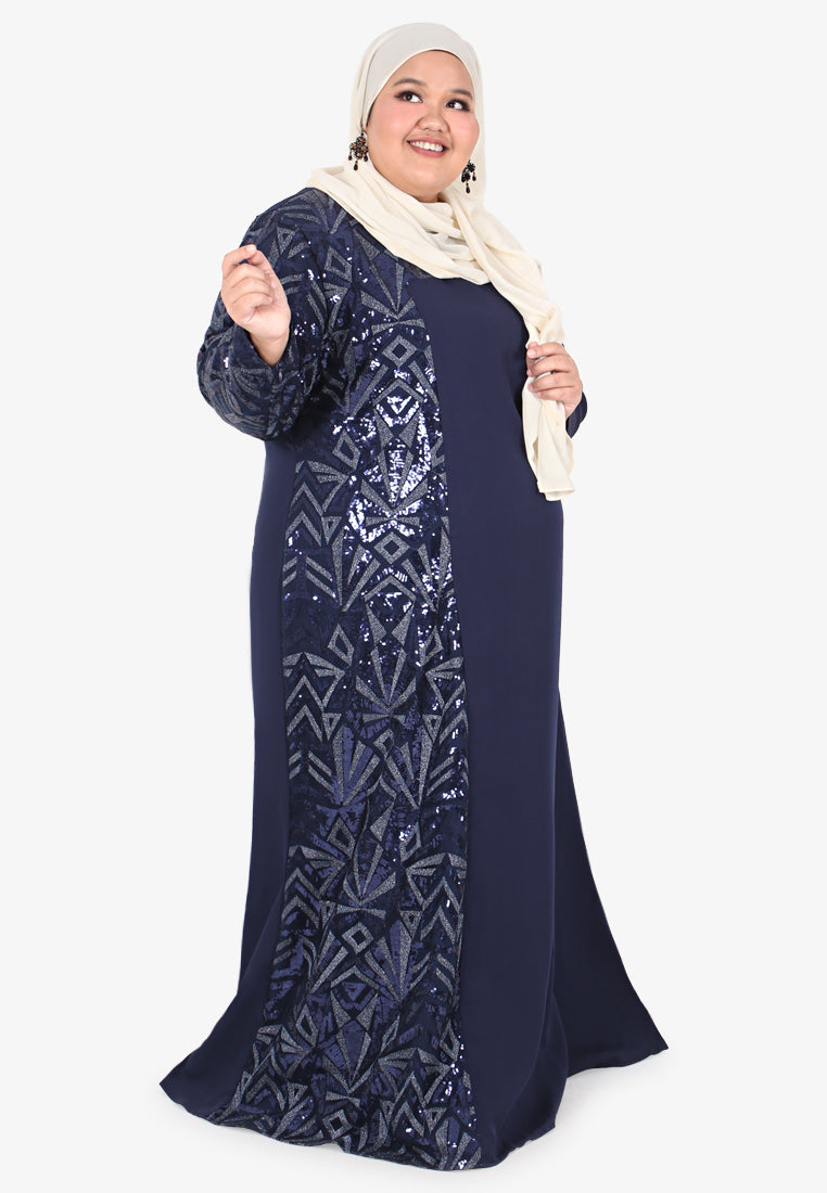 Julaila Sequins Jubah Dress - Blue