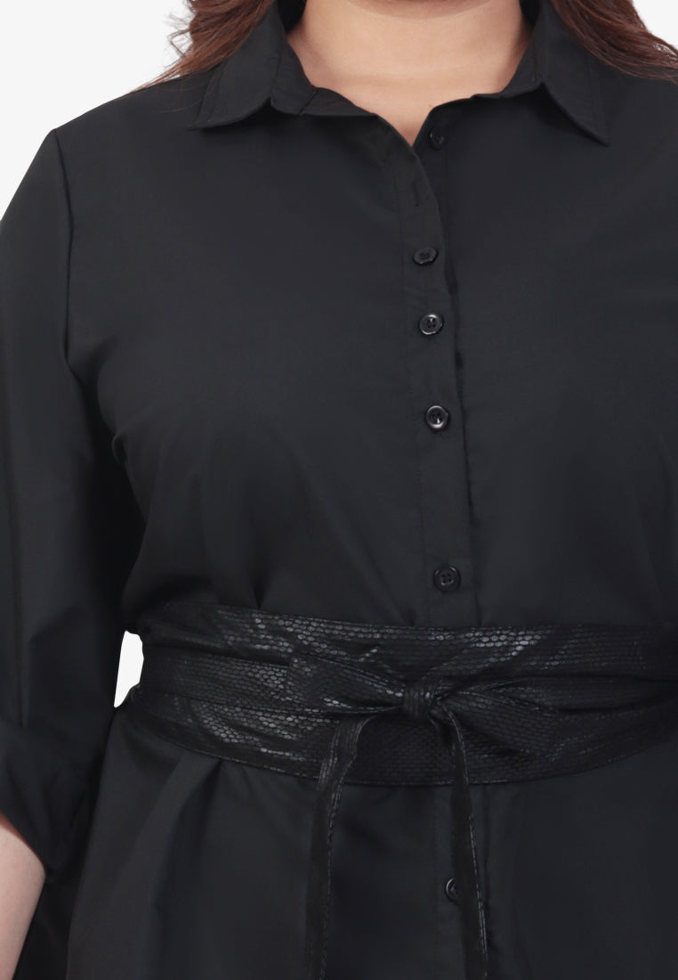 Kimmy Kimono Style Wrap Belt - Black