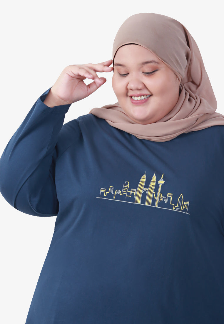 KLCC Skyline Malaysia Merdeka Tshirt - Blue
