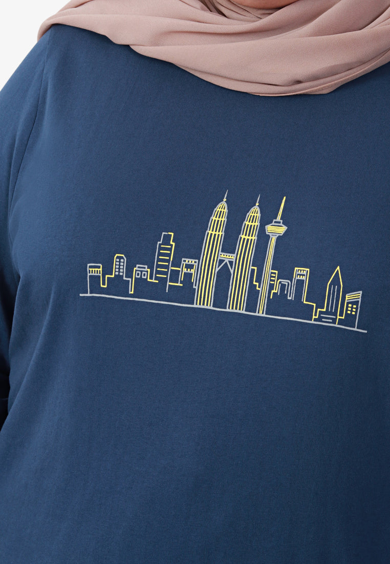 KLCC Skyline Malaysia Merdeka Tshirt - Blue