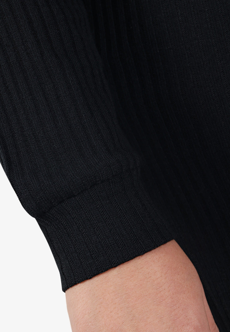 Kreely Long Minimalist Knitted Top - Black