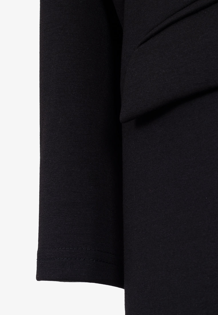 Leanne Premium Material Long Work Blazer - Black