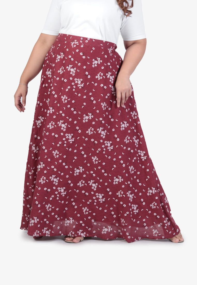 Lifen CNY Daisy Collection Long Skirt - Red