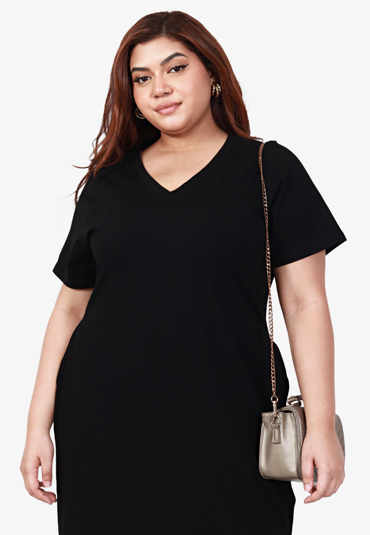 Mackayla V-neck Short Sleeve Maxi Dress - Black