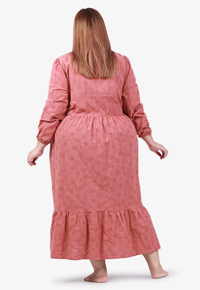 Mallori Cotton Square Neckline Midi Dress - Pink