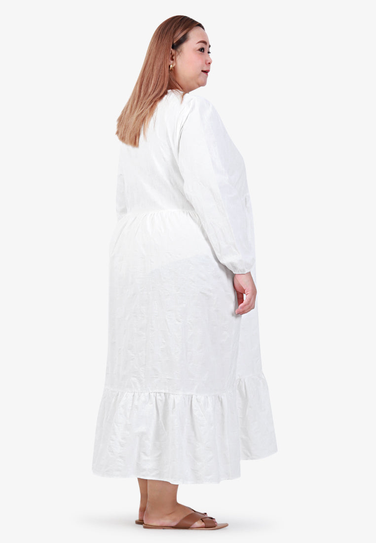 Mallori Cotton Square Neckline Midi Dress - White