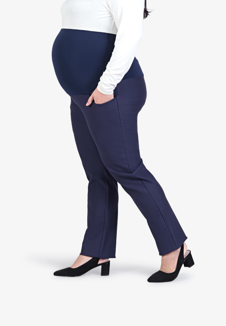 Slim Leg Overbust Maternity Trousers navy order online  Mamarella