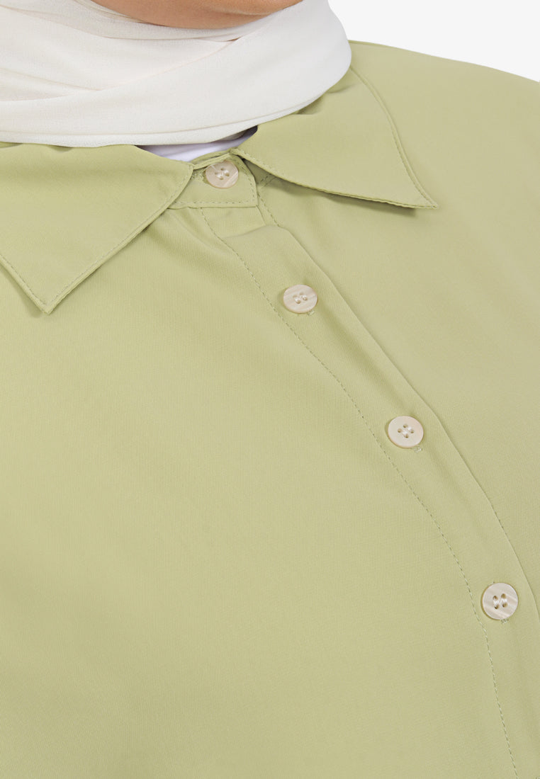 Mica Minimalist Work Button Shirt - Light Green