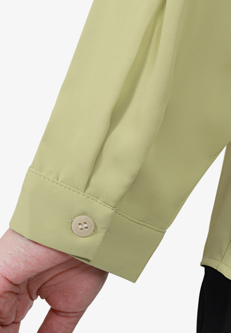 Mica Minimalist Work Button Shirt - Light Green