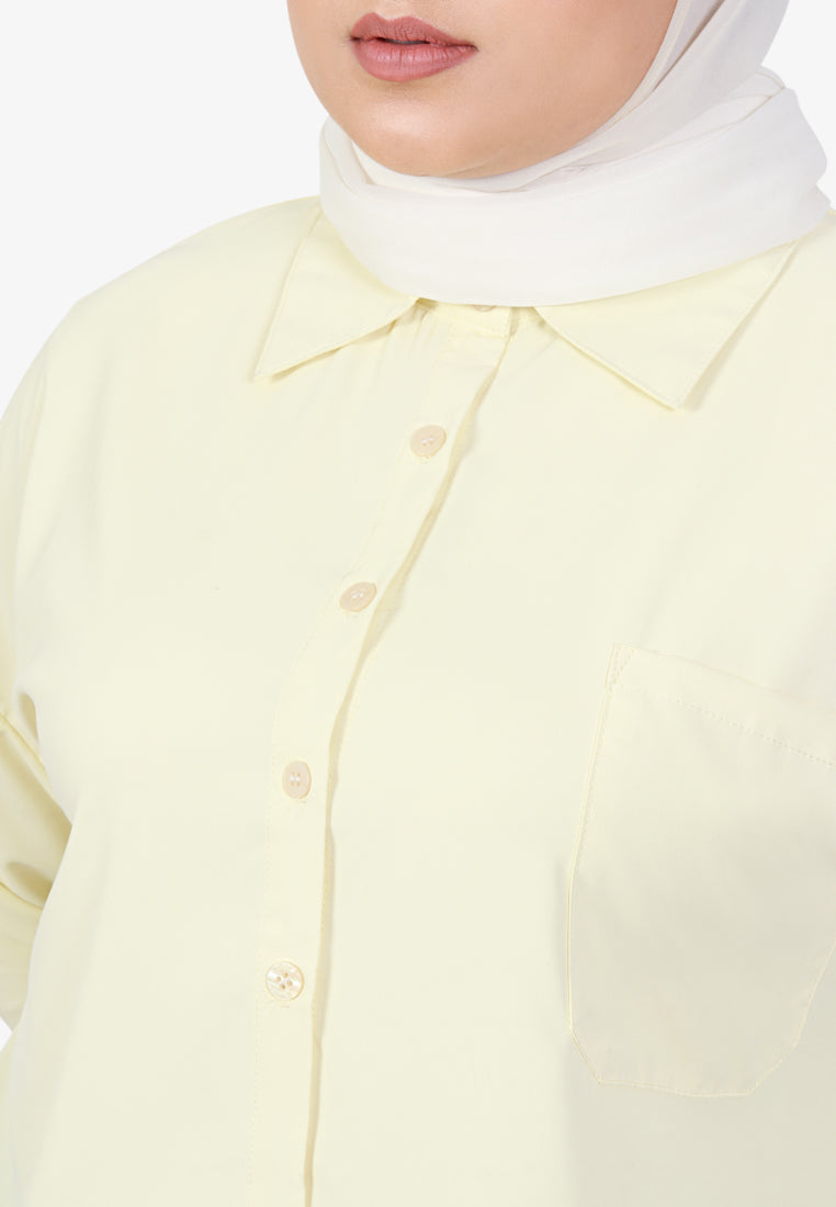 Mica Minimalist Work Button Shirt - Light Yellow