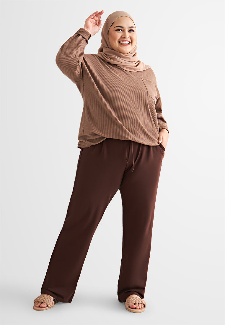 Milly Straight Cut Active Cotton Pants - Dark Brown – Mis Claire