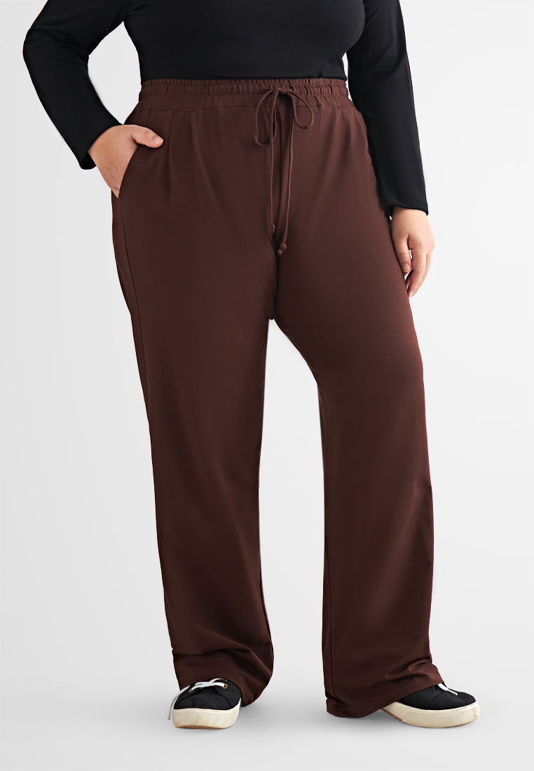 Milly Straight Cut Active Cotton Pants - Dark Brown