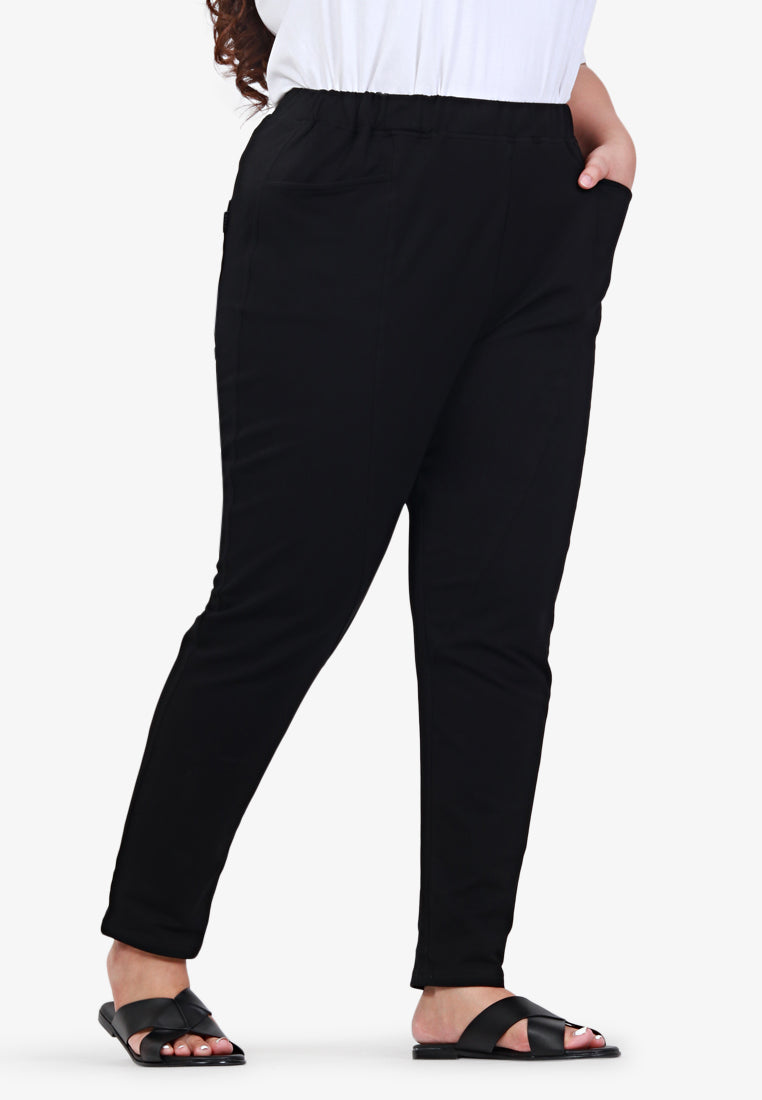 Pansy Smart Casual Tapered Sweat Pants - Black