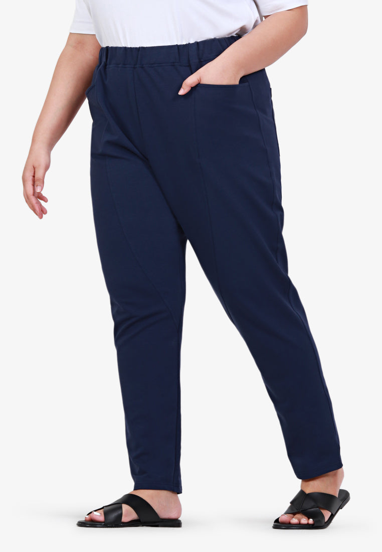 Pansy Smart Casual Tapered Sweat Pants - Dark Blue