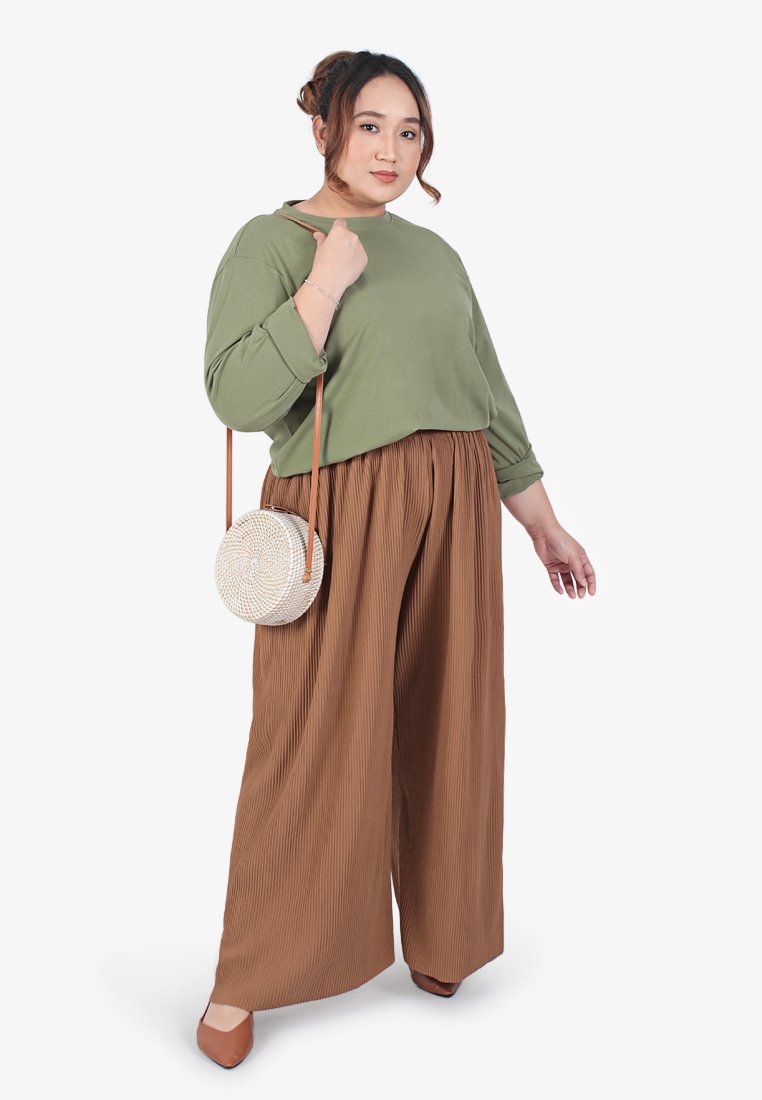 Patricia Extra Comfy Wide Leg Pleated Pants - Sienna Brown