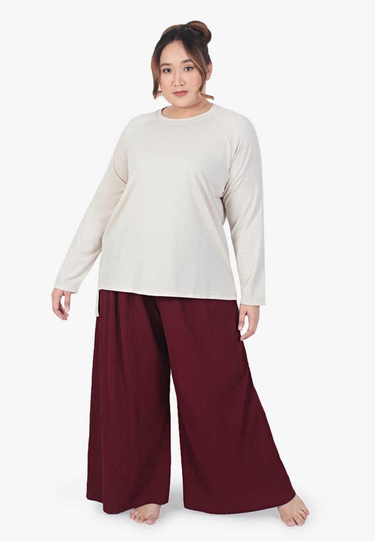 Patricia Extra Comfy Wide Leg Pleated Pants - Maroon