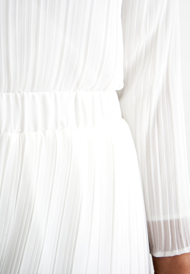 Pearly Chiffon Pleated Pants Set - White
