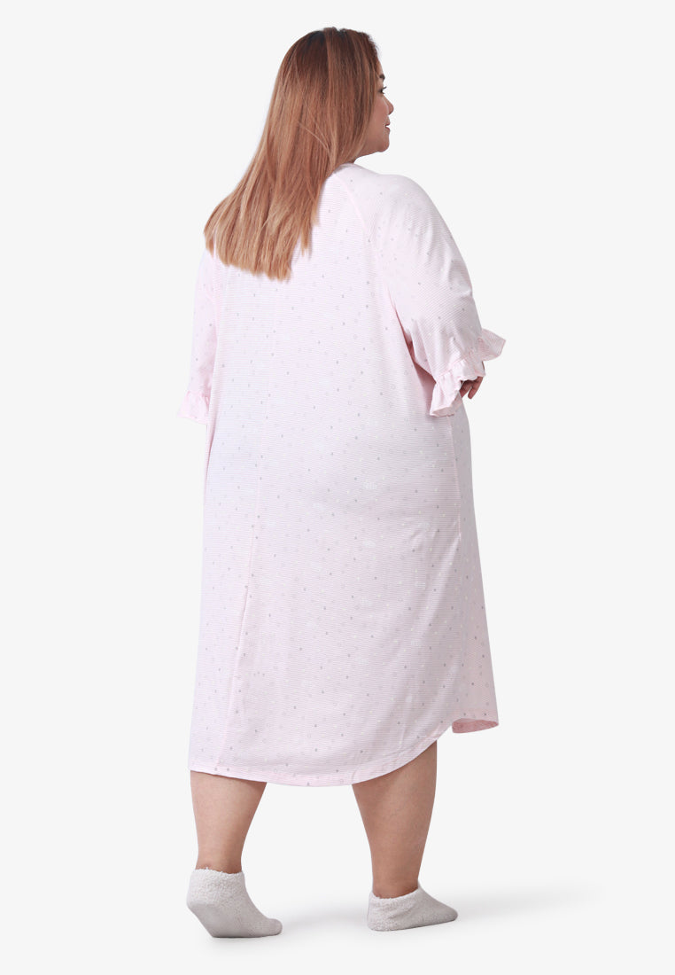 Fritzy Cute Frilly Short Sleep Dress - Pink Stripes