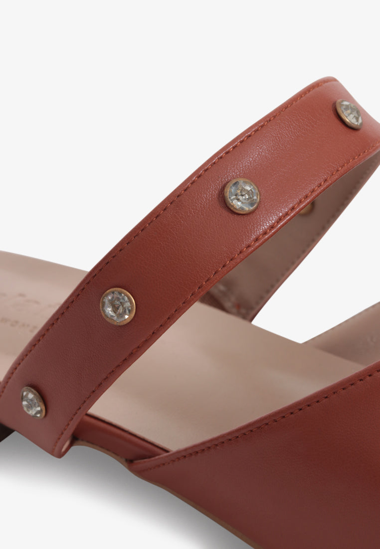 Precious Pointed Beaded Flats - Sunset Brown