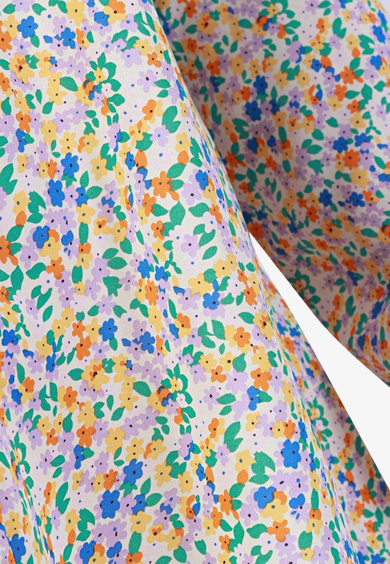 Presley Front Zip Floral Blouse - White Multicolour