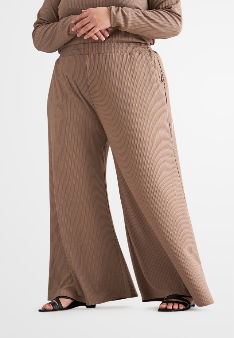 Paree Relax Ribbed Quarantine Flare Pants - Coco Brown