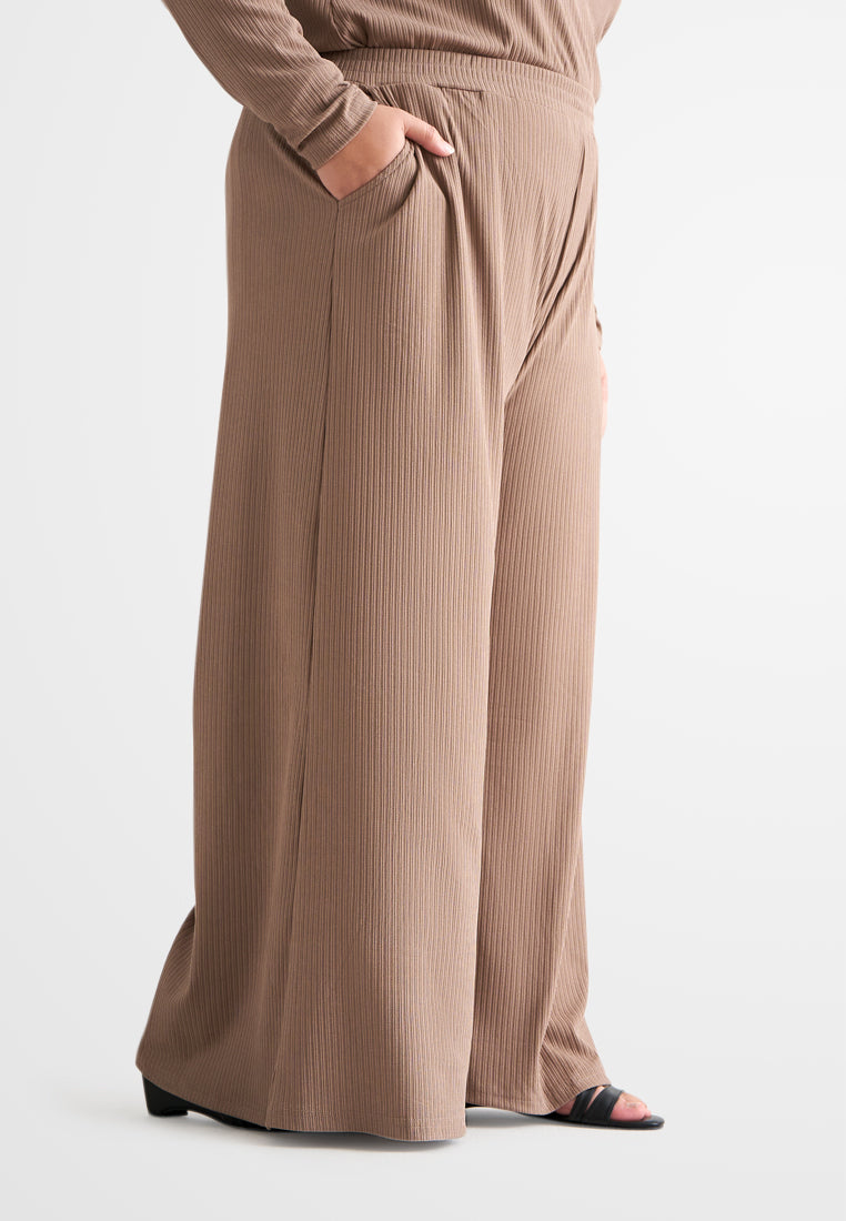 Paree Relax Ribbed Quarantine Flare Pants - Coco Brown