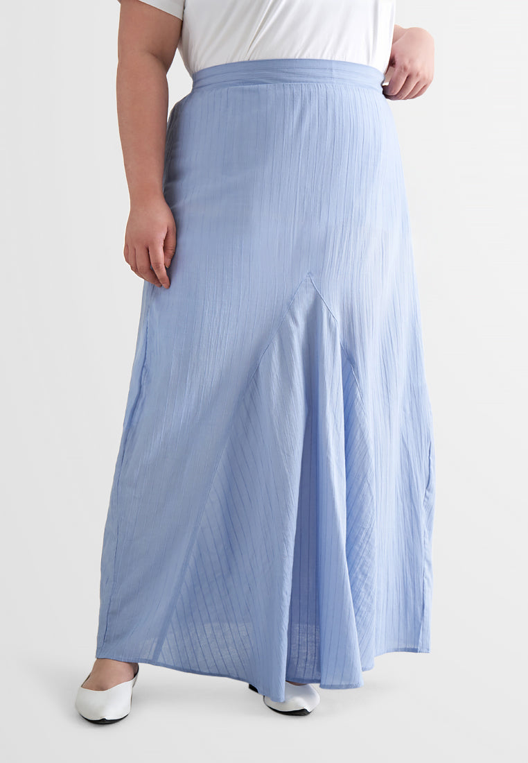 Radeya Cotton Front Pleat Skirt (Small Cutting) - Blue