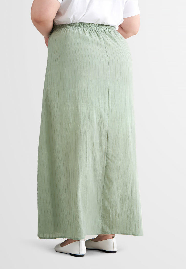 Radeya Cotton Front Pleat Skirt (Small Cutting) - Green