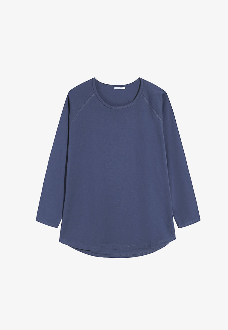 Rhetta Basic Raglan Sweatshirt Top - Blue