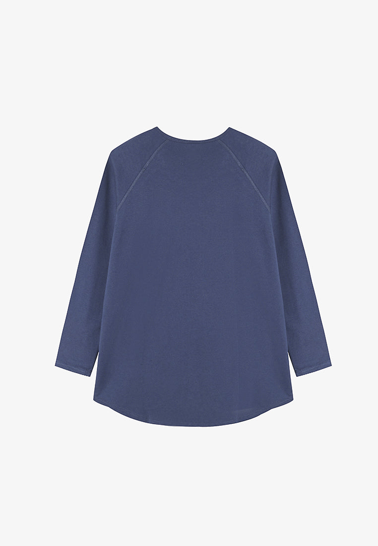 Rhetta Basic Raglan Sweatshirt Top - Blue