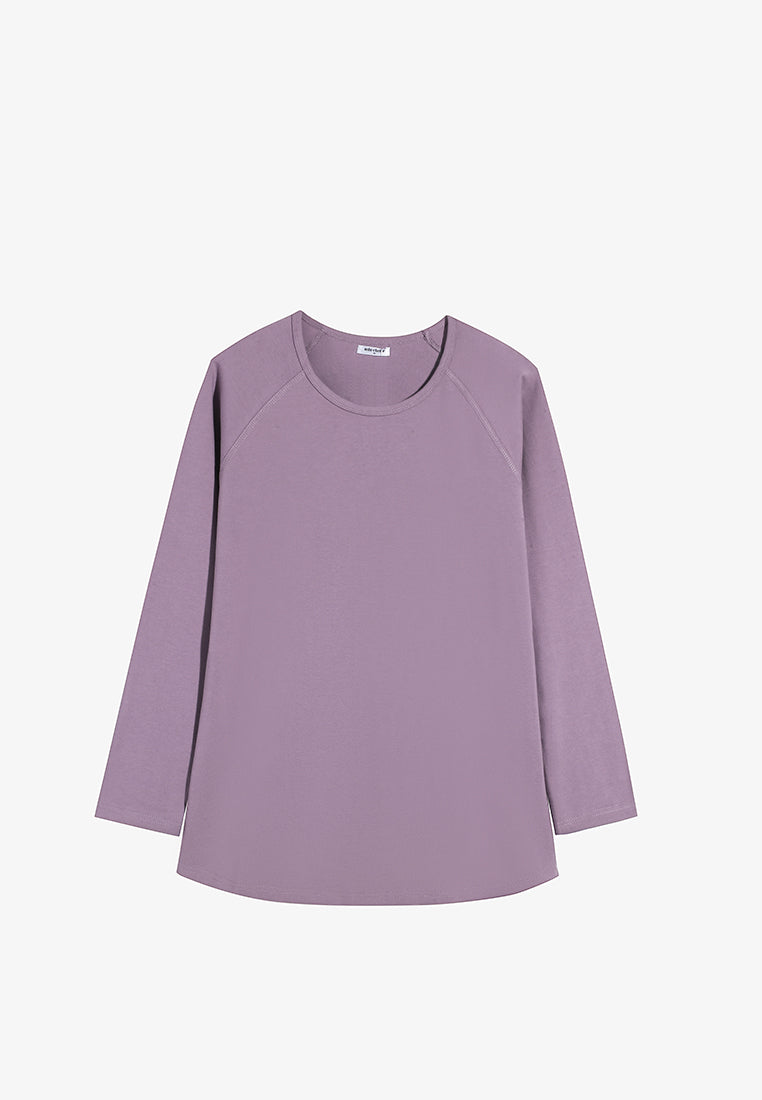 Rhetta Basic Raglan Sweatshirt Top - Dusty Lavender