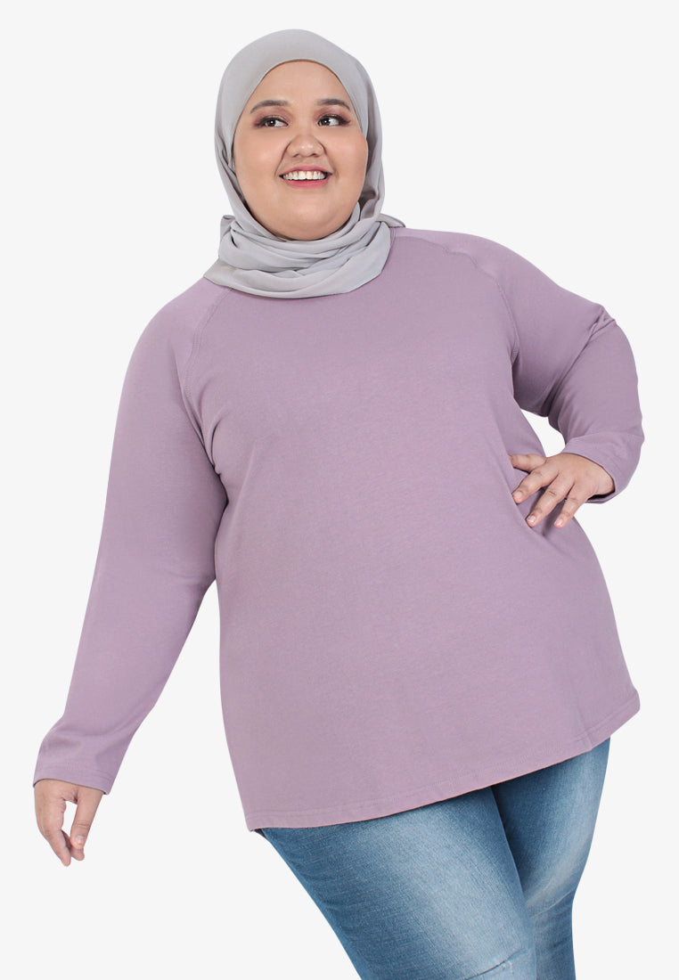 Rhetta Basic Raglan Sweatshirt Top - Dusty Lavender