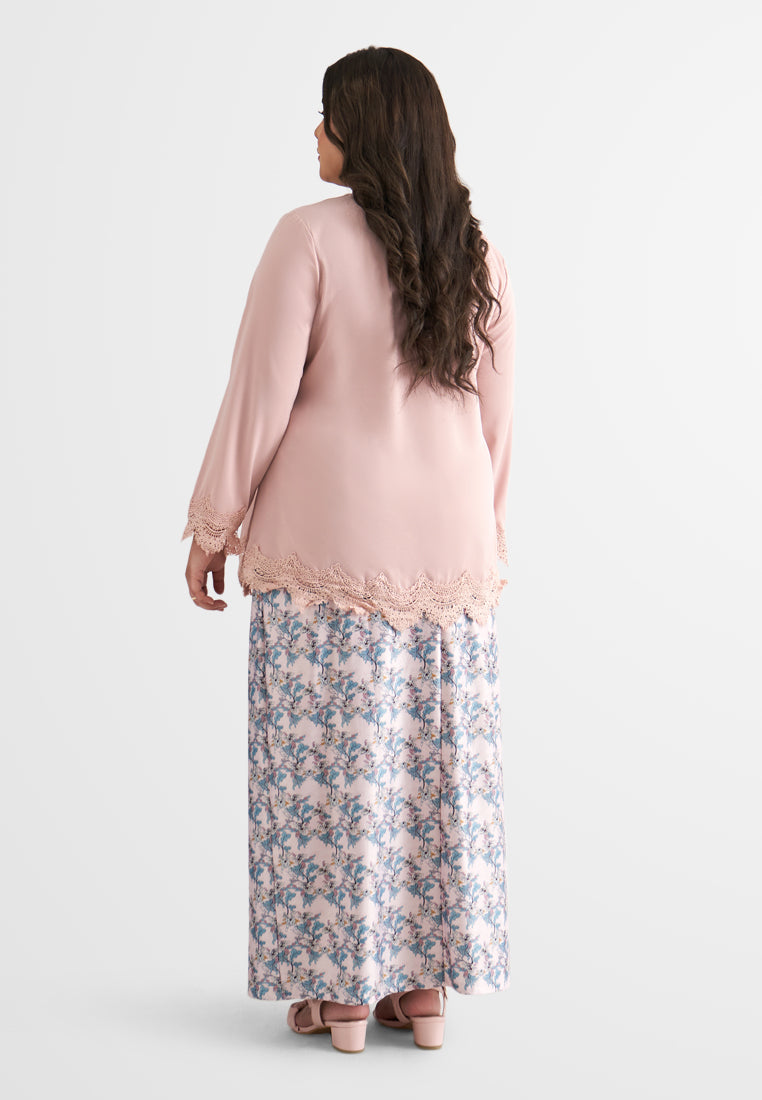 Sadia Stretchable Pastel Floral Printed Skirt - Pink